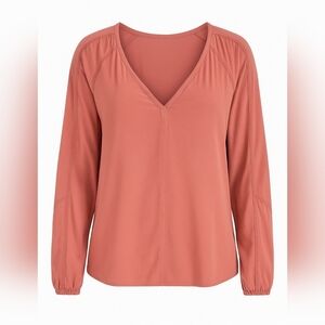 Blu Pepper Women’s Blush Pink Long Sleeve V-Neck Blouse Size M